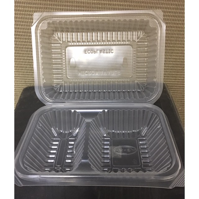 Clamshell Container 2 Division Clear CB2 (50pcs/pack) Shopee