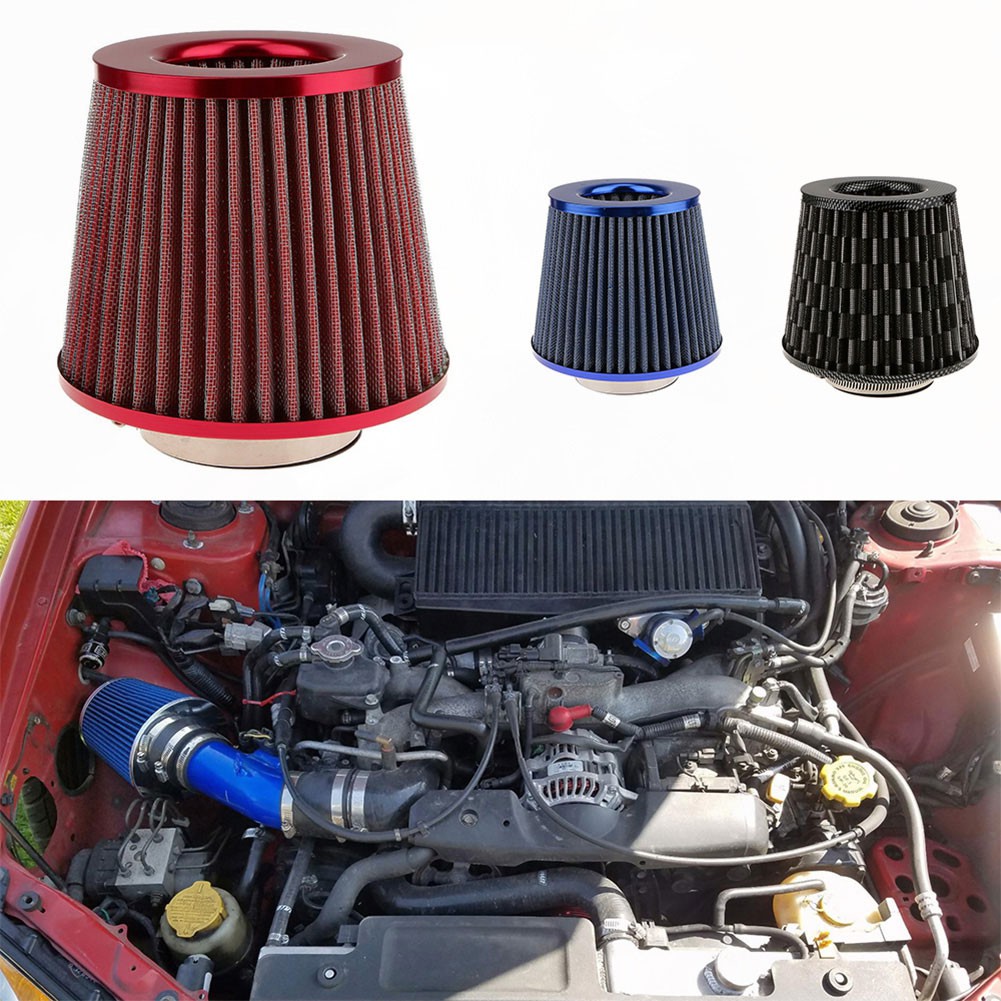 Universal 3" Car Air Intake Filter Open Top Cone High Flow Cold Air