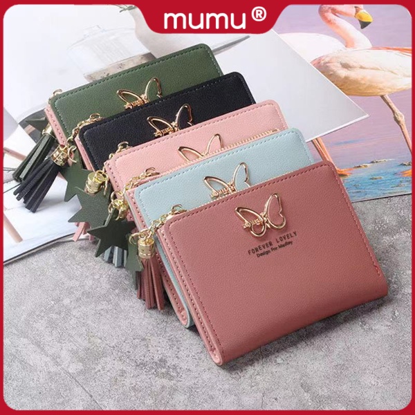 Mumu #1062 Korean Butterfly Ladies Cute Wallet Fashion Leather Card ...