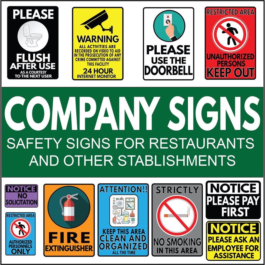 Company Safety Signs, Business Signs for Restaurants, Office and Factory |  Shopee Philippines