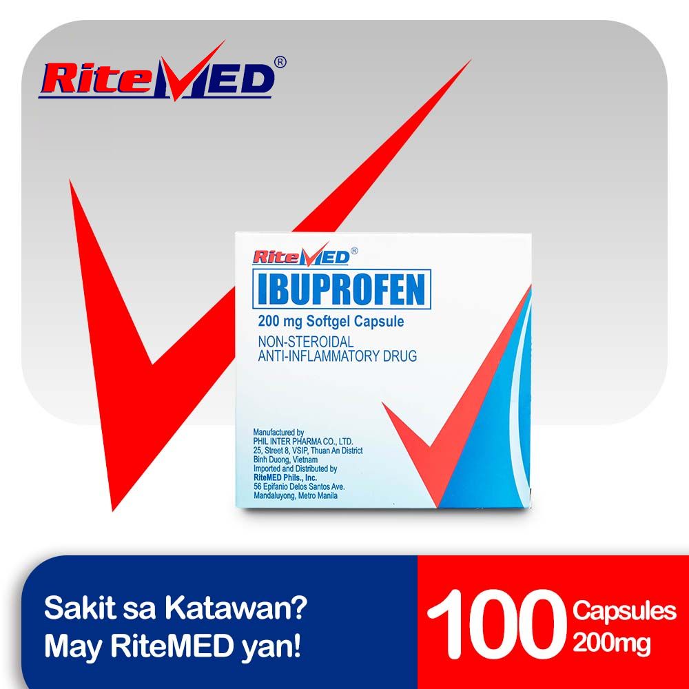 RiteMED Ibuprofen 200mg Softgelcap 100 Capsules (Relieves Mild To