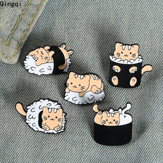Cat Sushi Rice Ball Enamel Pins Cute Animals Japanese Foods Brooch Lapel Badge Cartoon Jewelry Gift for Kid Friend #1