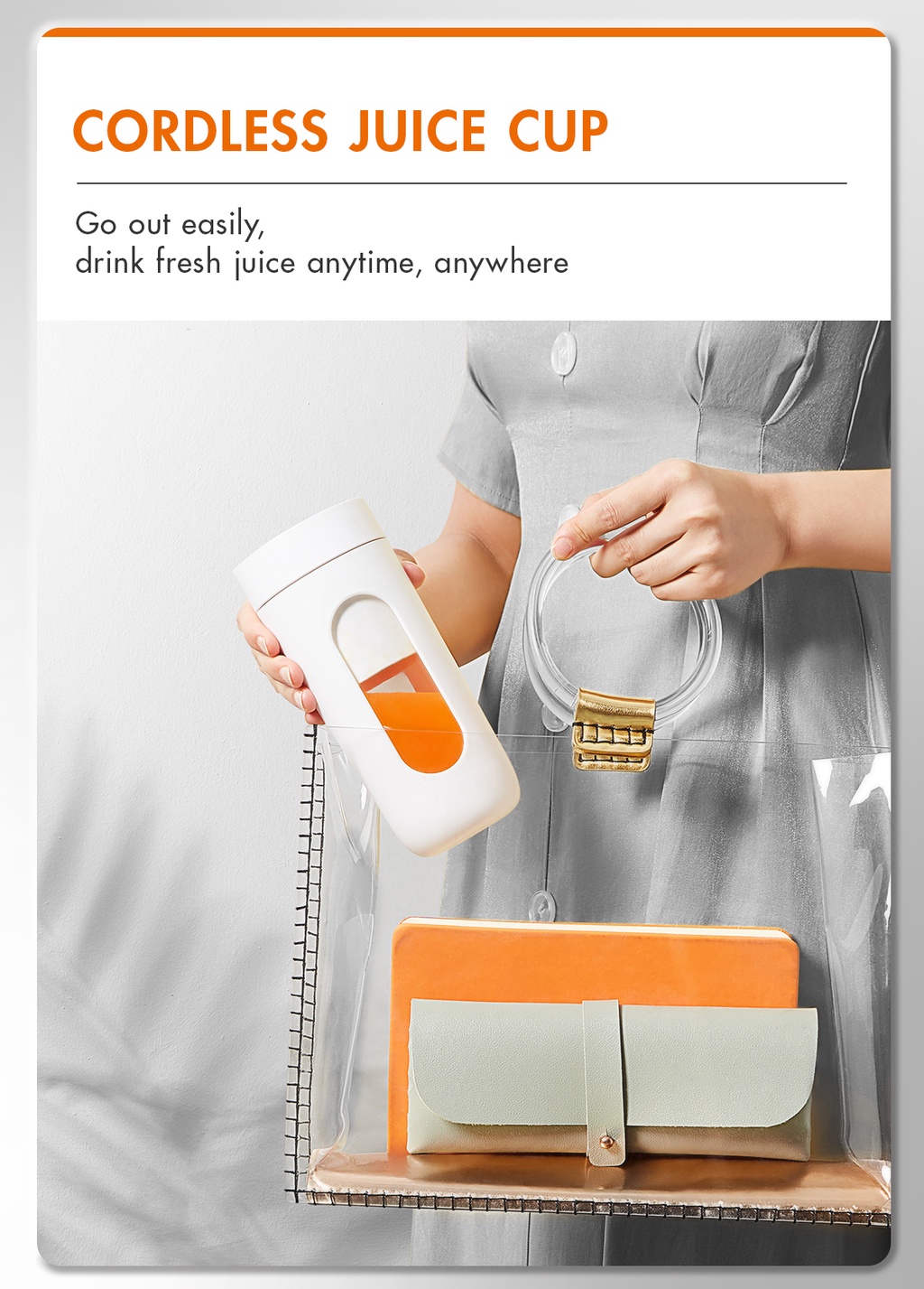 Gaabor Portable Juicer Cordless Juice Cup 300ml Rechargeable Juicer