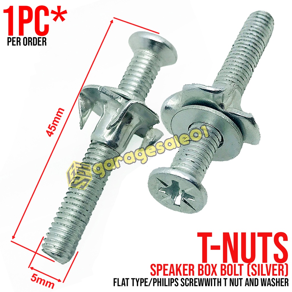 TNUTS TNuts TNUT Flat Type Speaker Box Bolt with T Nut and Washer