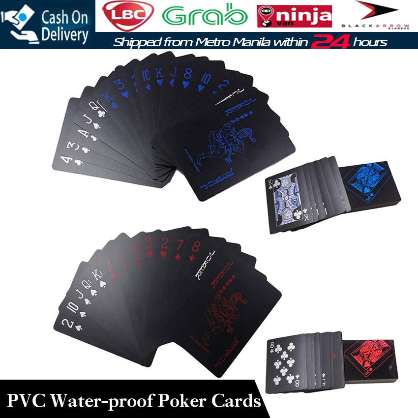 Joyoldelf 54Pcs Poker Playing Cards Black Deck of Poker Card with Rose Pattern &