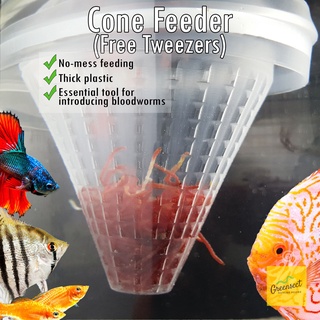 3pcs CONE FEEDER with tweezers for Bloodworms Tubifex feeding tool for fish food - Greensect