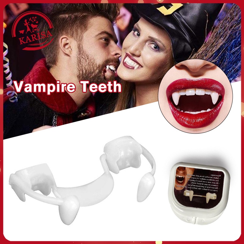 Retractable Fake Vampire Fangs Teeth Halloween Props Cosplay Toy ...