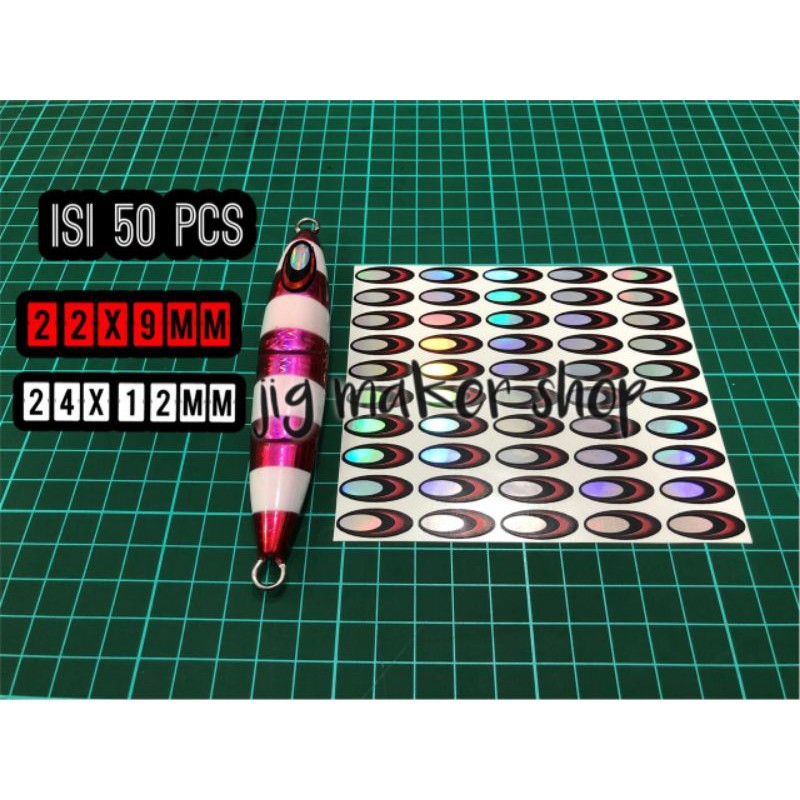 50Pcs Slow Deep 2D Hologram Fish Eyes Sticker 22x9mm/24x11mm for