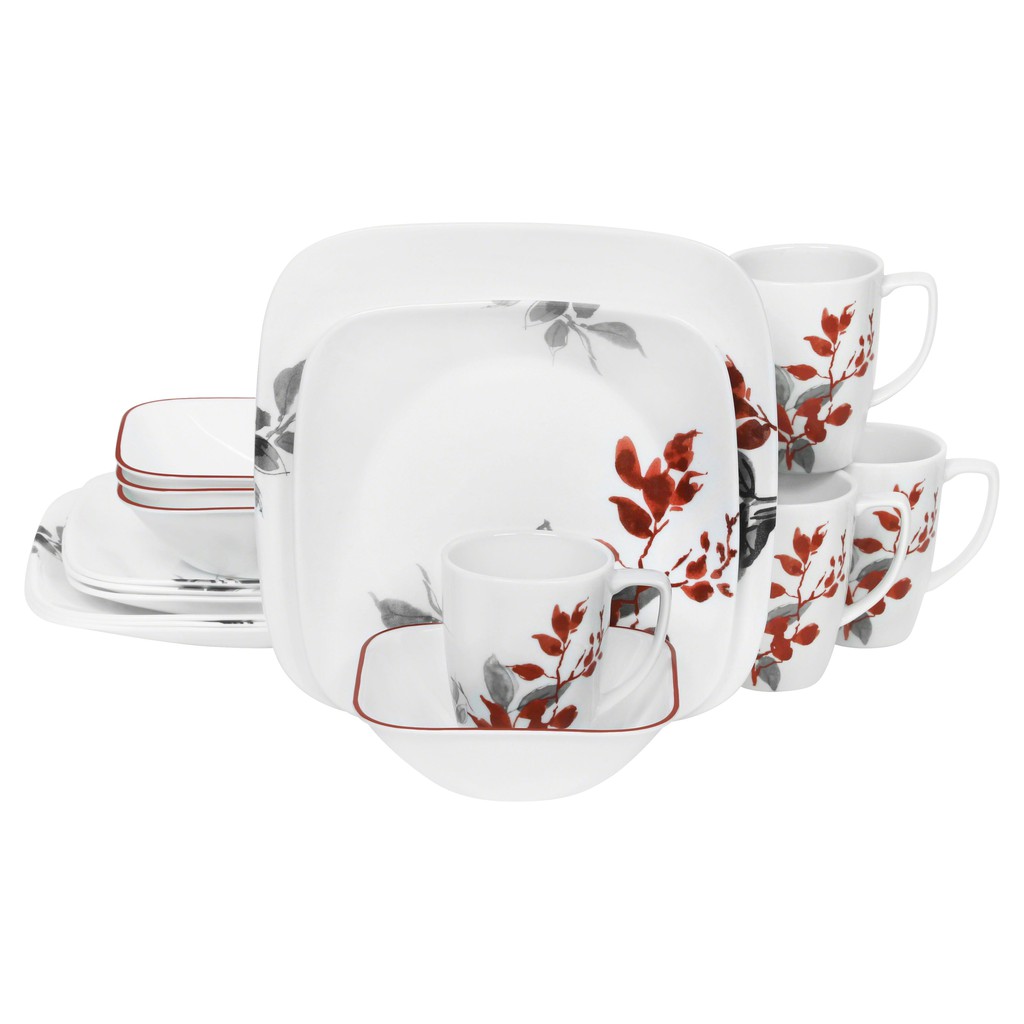 Corelle Dinnerware Square kyoto leaves 16pcs Shopee Philippines