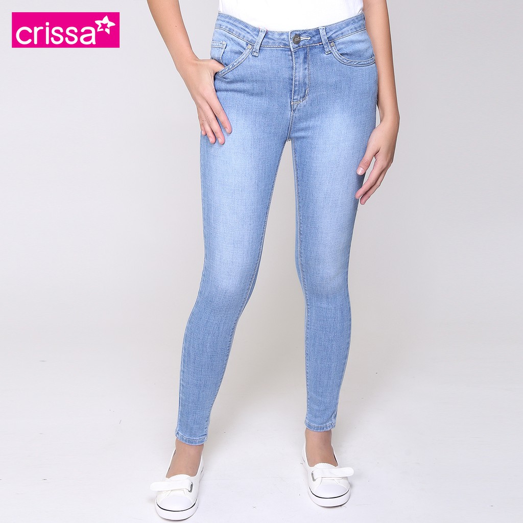 Crissa Midrise Skinny Jeans CLB03-0771 (Light Wash) | Shopee Philippines