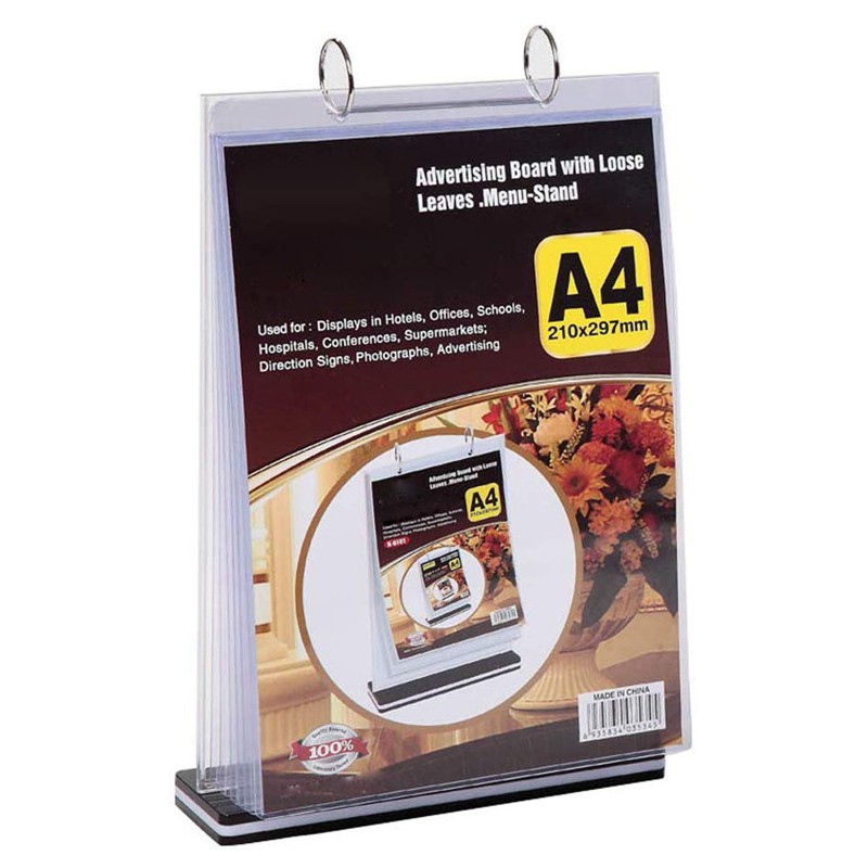 A4 MultiPage Flip Card Display Stand Detachable Label Business Menu