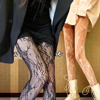 Women's Pantyhose White Vine Flowers Vintage Lace Fishnet Stockings For Summer