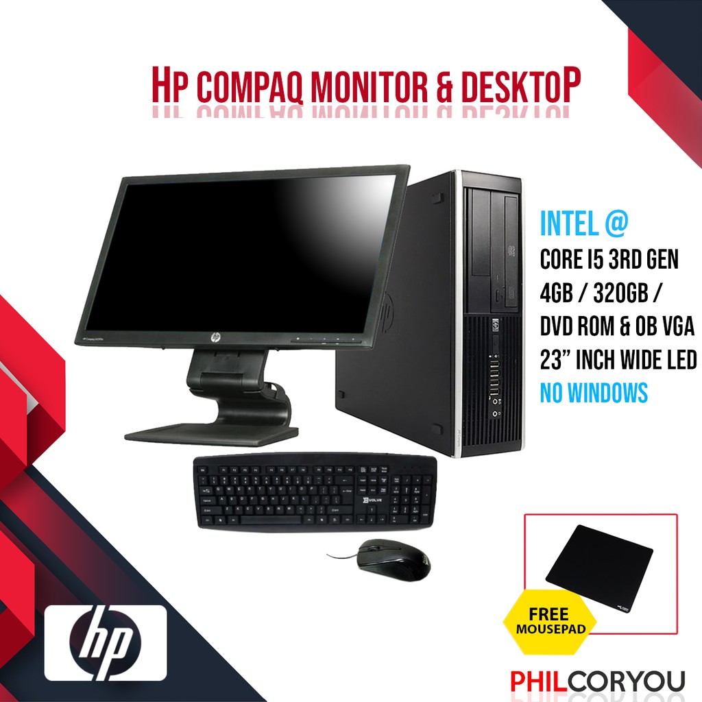Desktop Package Hp Core I5 3rd Gen 23 Wide Led Monitor With Acc Office Pc Student Pc Office P Shopee Philippines