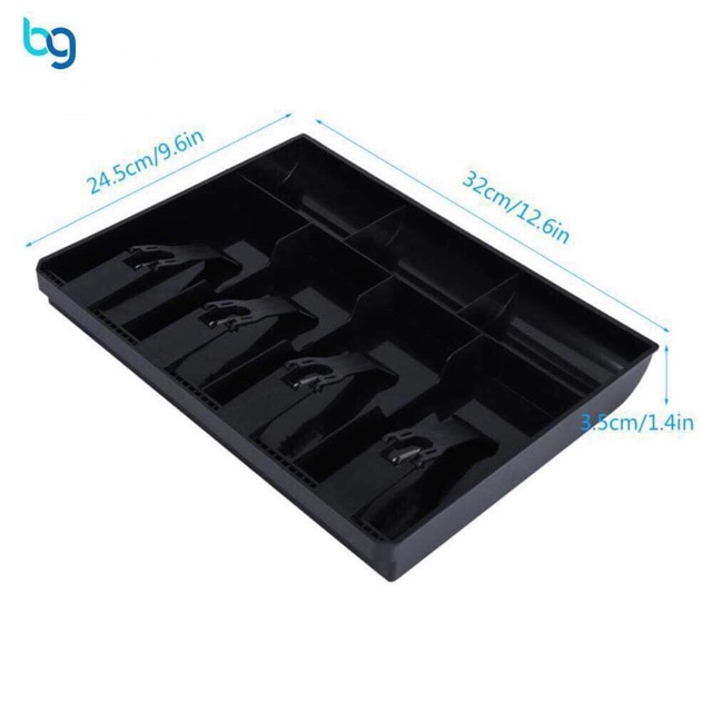 Black Cash Tray for Drawer Eight Grids Register Insert Cash Coin Storage Safe Tray Easy to Insert and Remove 