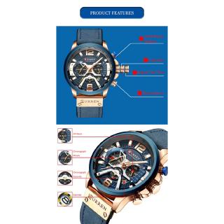 Curren Waterproof Fashion Men's Watch Top Brand Luxury Leather Chronograph Watch Watch #8