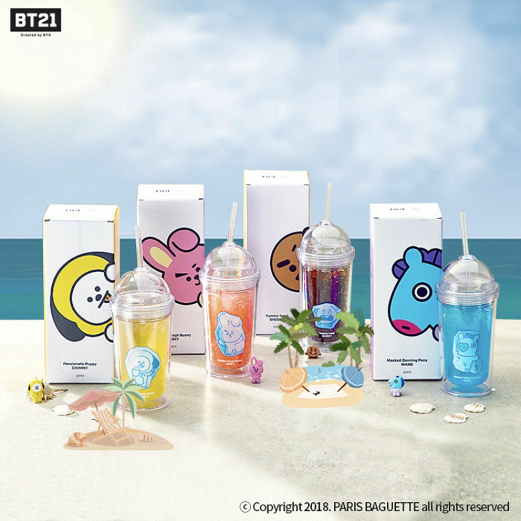 Free Shipping NEW BT21 X PARIS BAGUETTE LIMITED ICE TUMBLER 