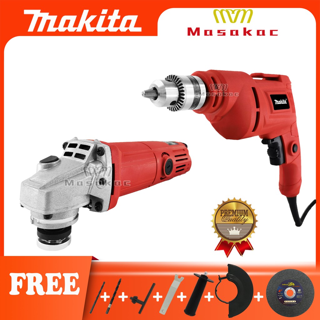 Makita (2 in 1)Drill Electric Grinder Tool (RED) Grinder With Drill Set