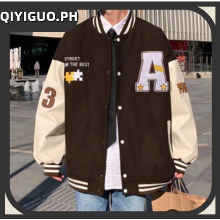 2022 New Fashion Print Baseball Varsity Jacket For Men And Women Korean Style Student Loose Trend Varsity Jersey Jacket Couple Casual Tops Logo Plus Size Splice Collision Color College Vintage American Retro Embroidered Stitching Clothes