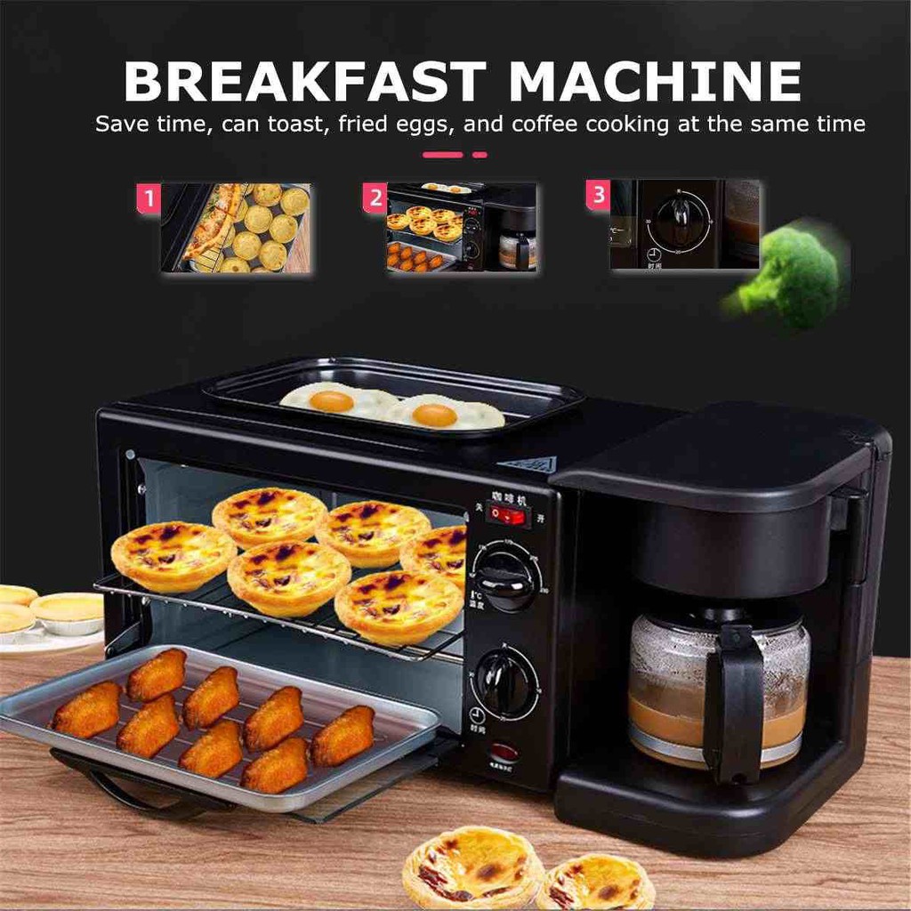 BEST 3 in 1 Home Breakfast Machine Coffee Maker Electric Oven Toaster