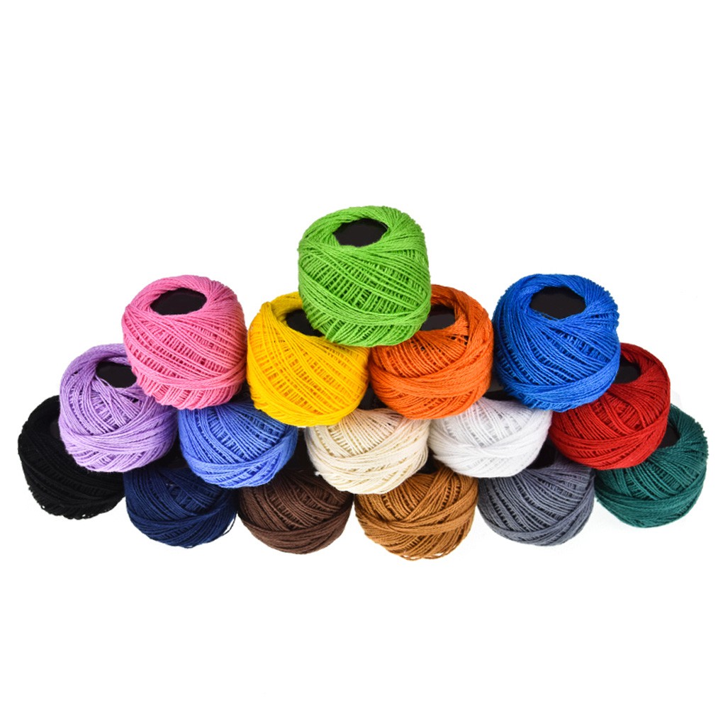 16 Colors Crochet Cotton Yarn Balls Cross Stitch Needlepoint Hand