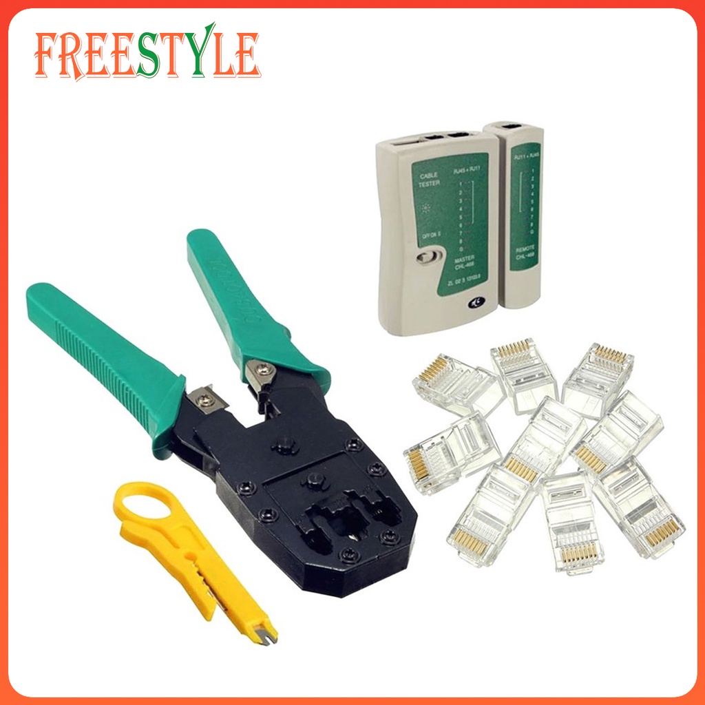 Network Crimping Tool Lan Cable Tester Set 3 in 1 with 20pcs Rj45