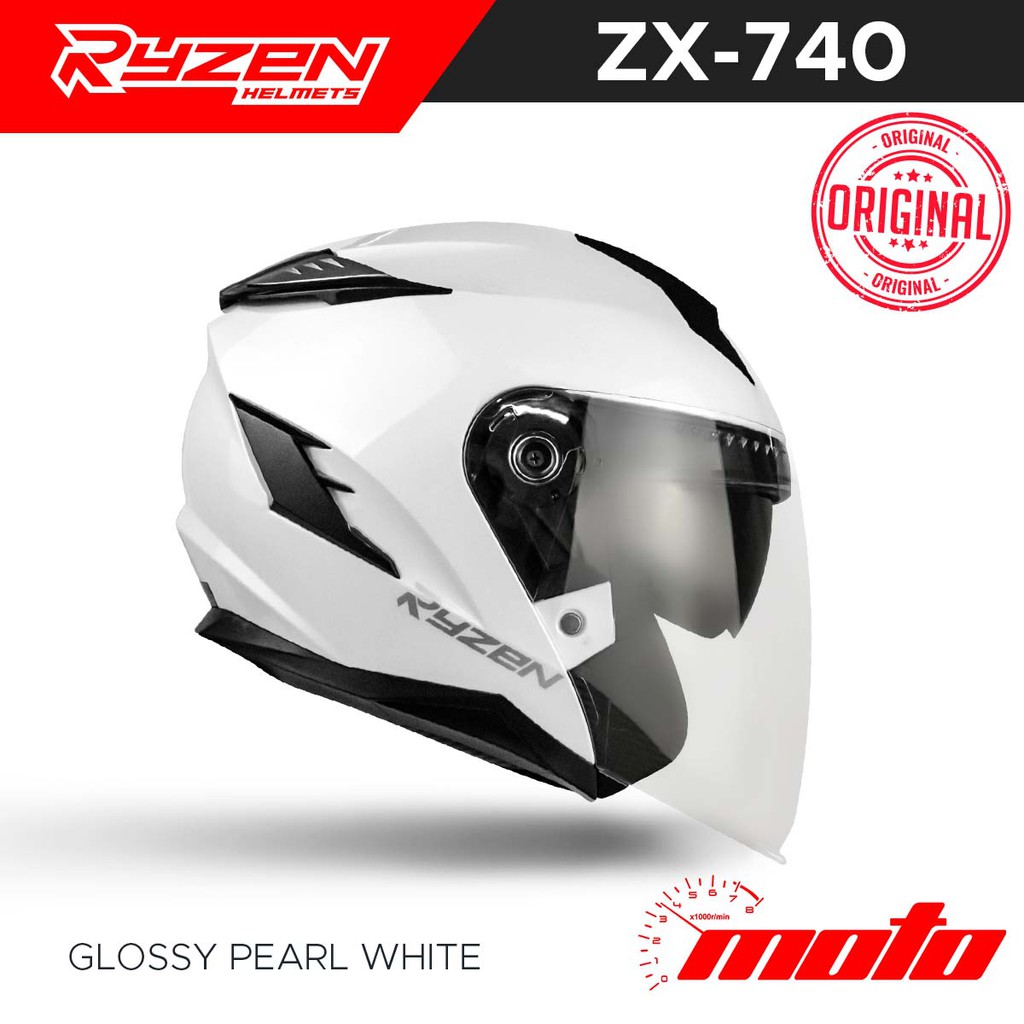 Moto RYZEN ZX740 PLAIN Half face Dual Visor Helmets Shopee Philippines