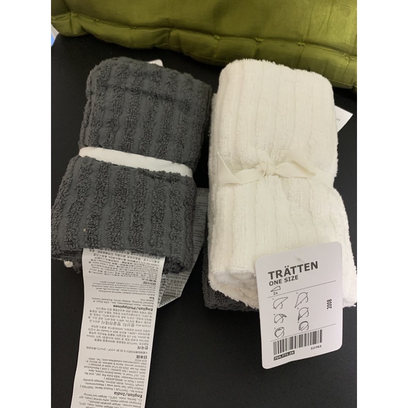IKEA TRATTEN Hair Towel Wrap Dark Gray White 2 Pack