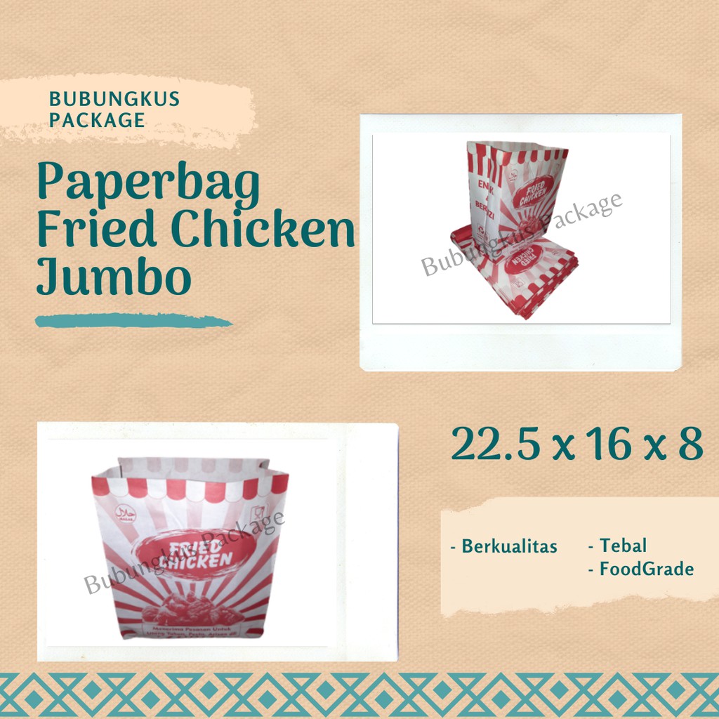 Paperbag Fried Chicken Jumbo 100pcs, Fried Chicken Paper Bag, Fried