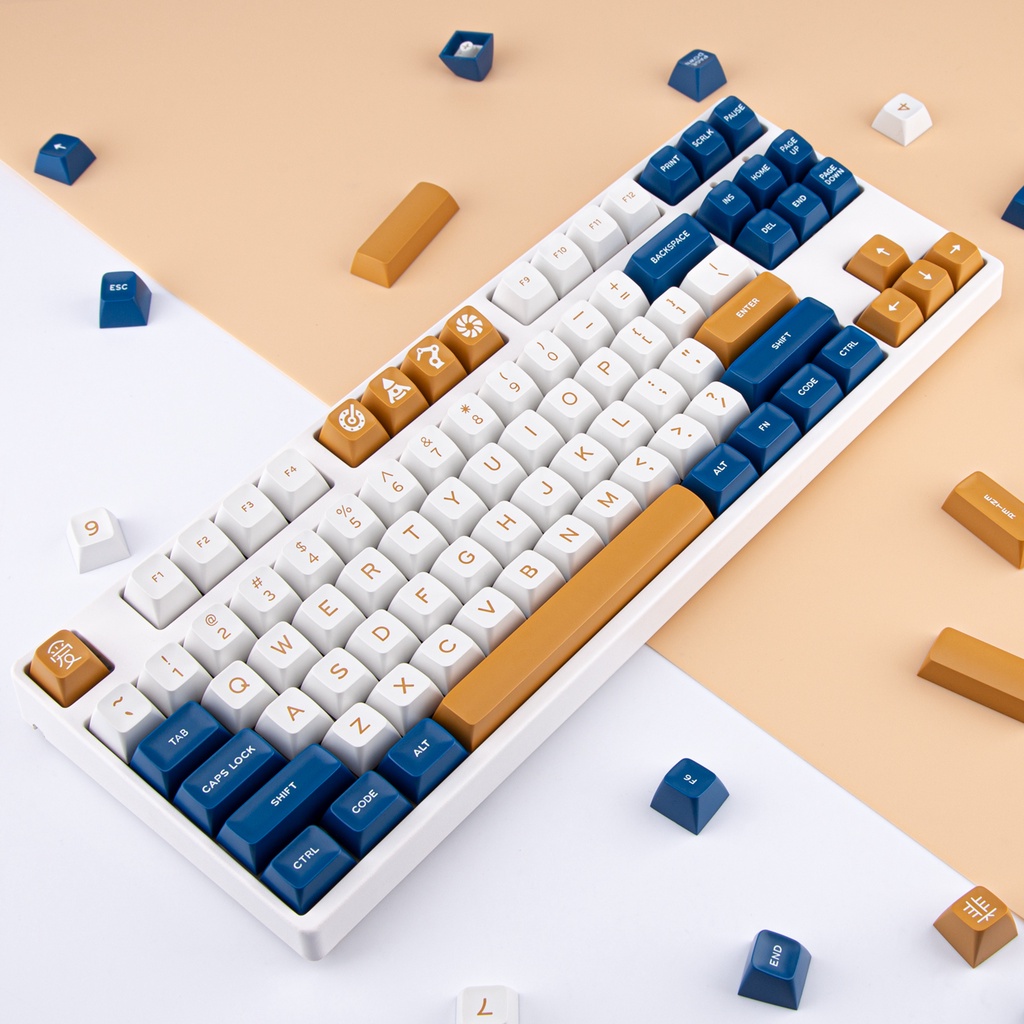 Keycaps PBT 172 Touches Profil YMK - Blanc-gris - Double Shot Sublimation - Compatible Cherry MX