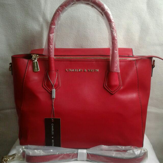 charles and keith red bag