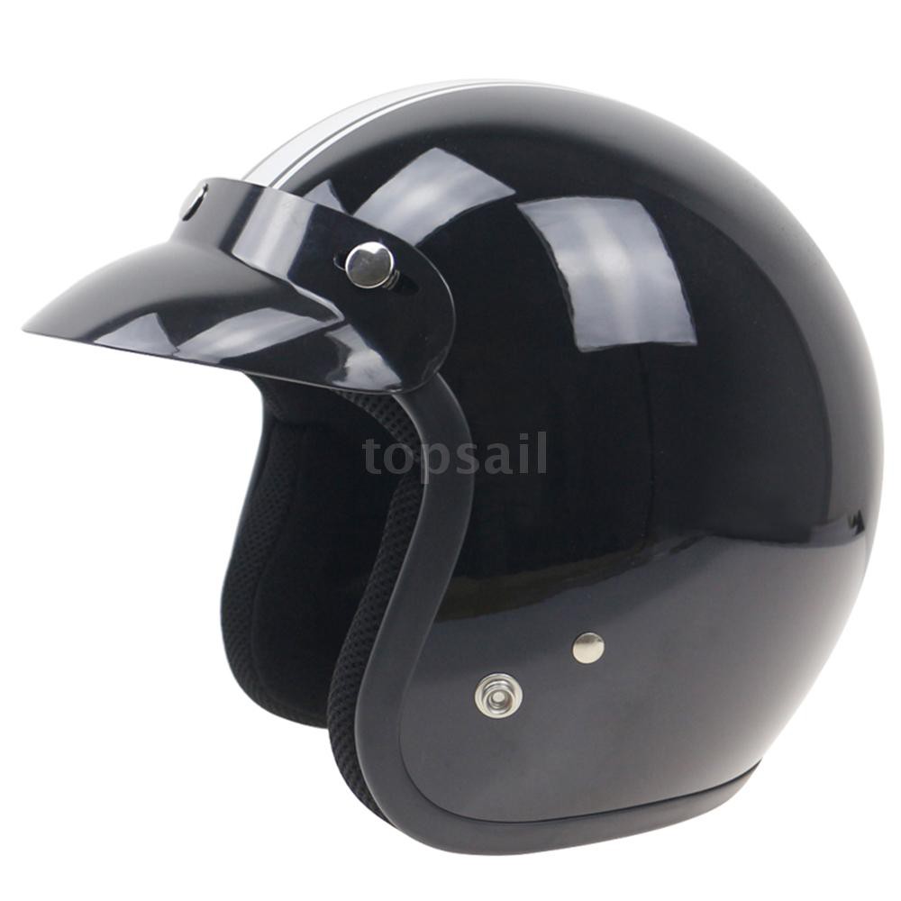 Universal Black 3-Snap Motorcycle Helmet Peak Lens Open Face Sun Shade