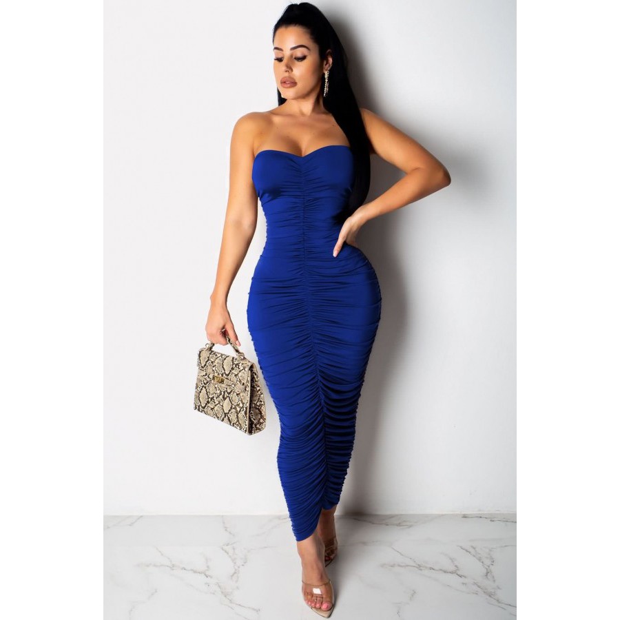 blue bodycon maxi dress