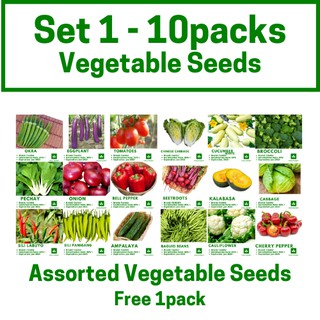 Assorted Vegetable and Leafy Green Assorted Seeds Set 1-4 ( 10-40packs )