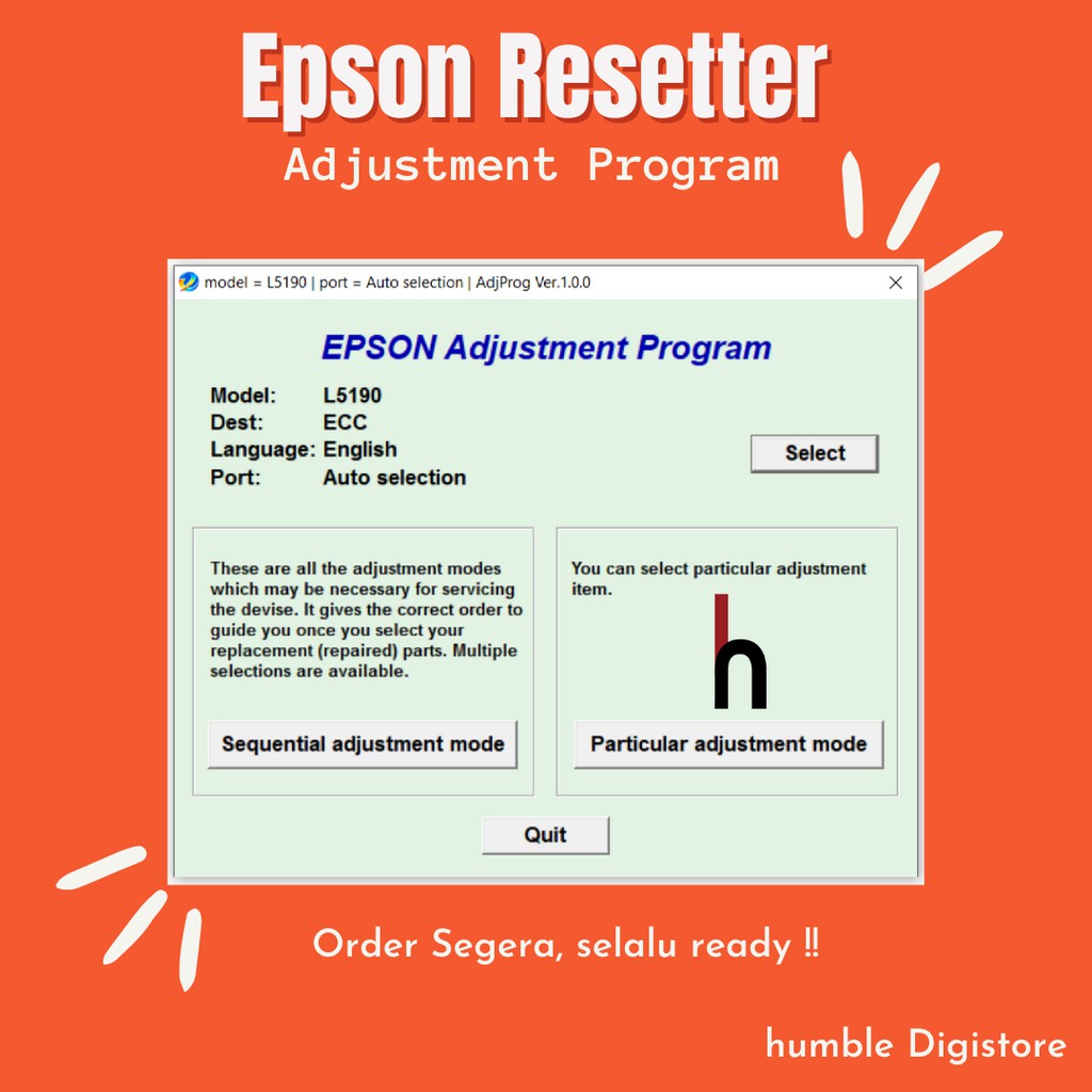 Epson L5190 Resetter Program / Waste Ink Pad Counter Reset Shopee