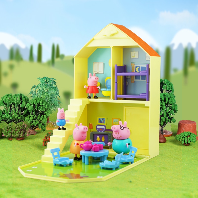 Original Peppa Pig Educational Toys Simulation House Fun School Bus Classroom 