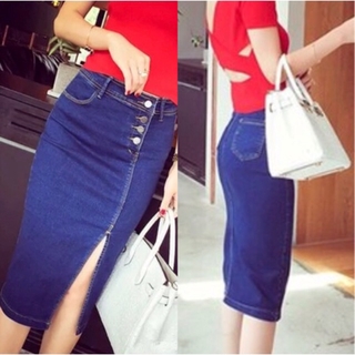 light wash denim skirt knee length