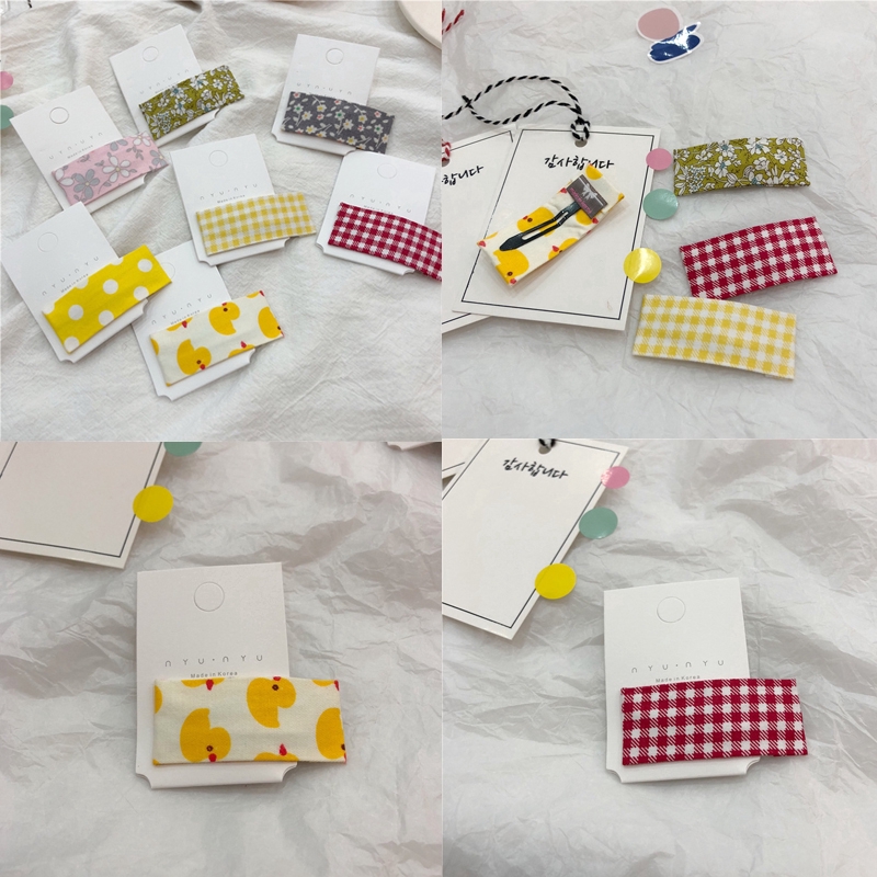 Ins Cute Bb Clips Cartoon Plaid Print Hair Clip Bangs Hairpins