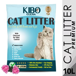 Kibo Clean Clumping Charcoal & Odor Control Cat Litter (PREMIUM: FRENCH ROSE) 10L  Cat Litter Sand