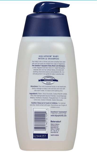 aquaphor baby wash and shampoo