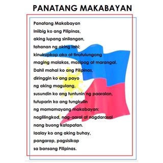 Lupang Hinirang, Panatang Makabayan, Filipino / Tagalog Charts | Shopee ...