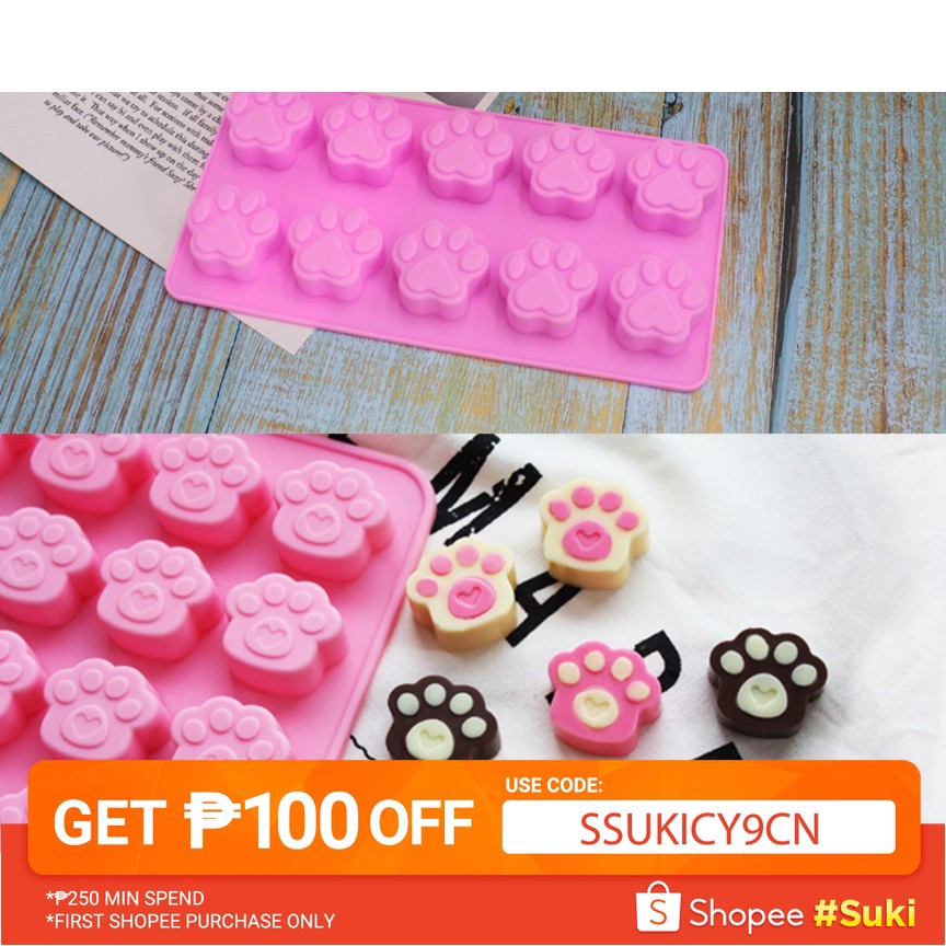 Cat Dog Paw Print Silicone Cookie Ice Cube Cake Baking Mold