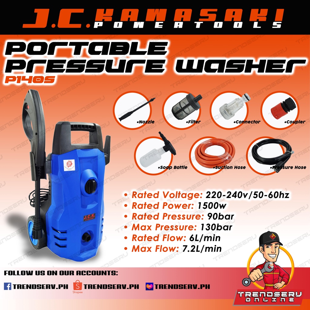 JC KAWASAKI Portable Pressure Washer (PS140S) Shopee Philippines