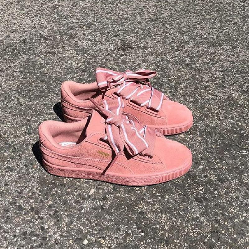 puma suede heart satin pink