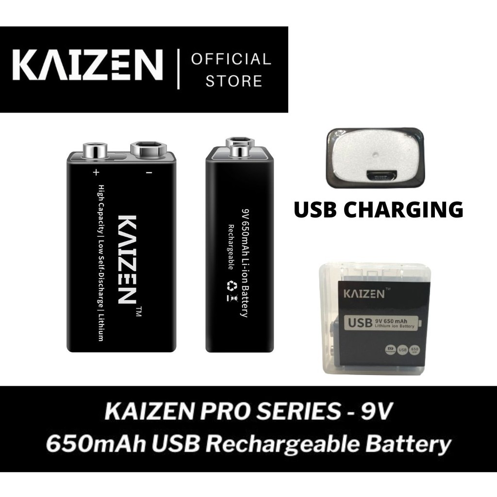 Kaizen Pro Series 9V USB 650mAh Rechargeable Battery | Shopee Philippines