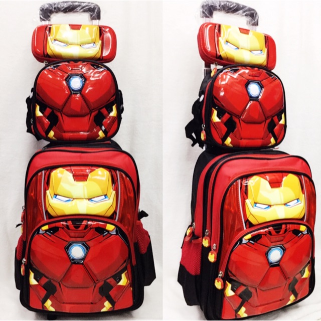 iron man trolley school bag