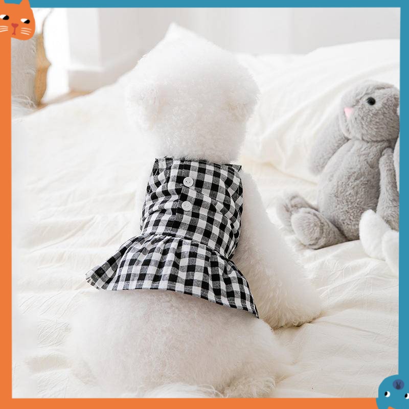 Dog Plaid Dress for Female  Pet Cat Skirt Puppy Outfits clothes #4