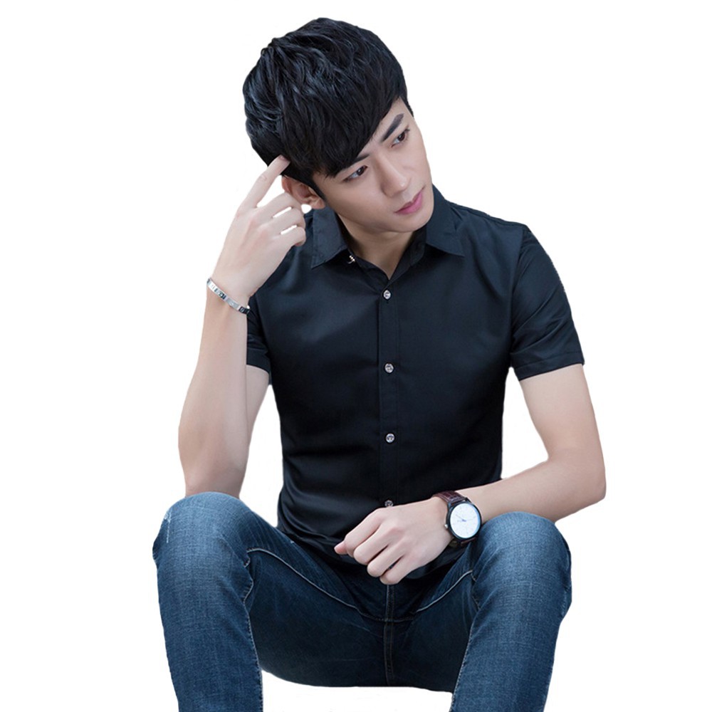 short sleeve slim fit dress shirt