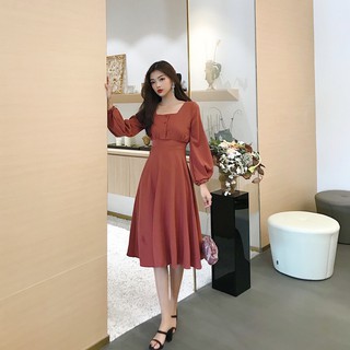 long sleeve midi casual dresses