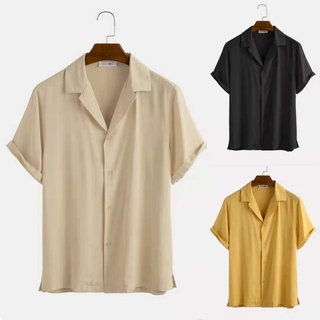 HUILISHI Korean Men's Pure Color Casual Short Sleeve Polo Shirt
