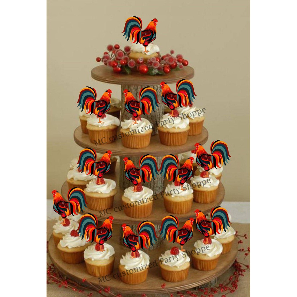 Rooster Cupcake Topper 12pcs Per Pack Shopee Philippines